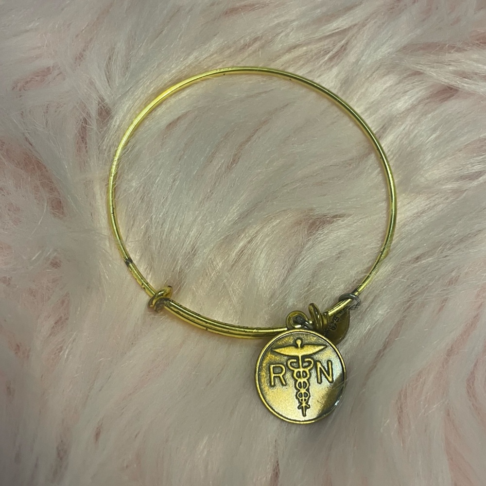 Nurse RN Gold-tone Adjustable Bangle Bracelet